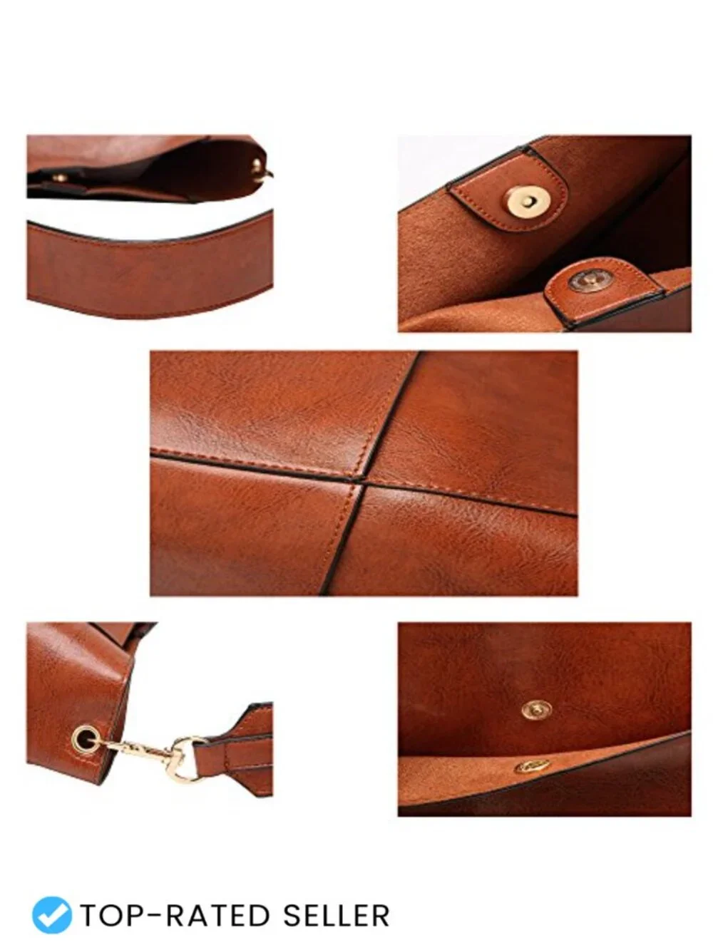 Women's PU Leather Hobo Bucket Bag Shoulder Tote Satchel Handbag Work Bag